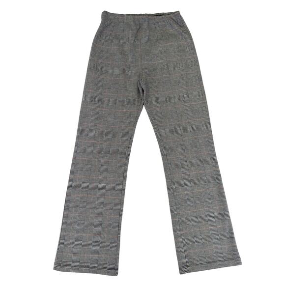 Free People Gray Black Plaid Pants Straight Leg Women Size‎ 2 Pull On Stretch - Picture 1 of 9